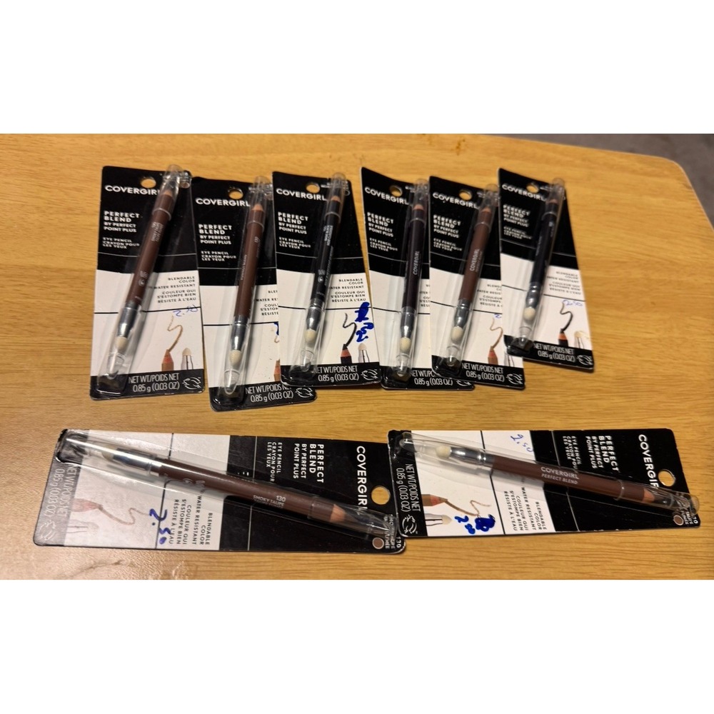 MIX LOT OF 8 NEW COVERGIRL PERFECT BLEND EYE PENCILS 2(100) 1(110) 5(130)